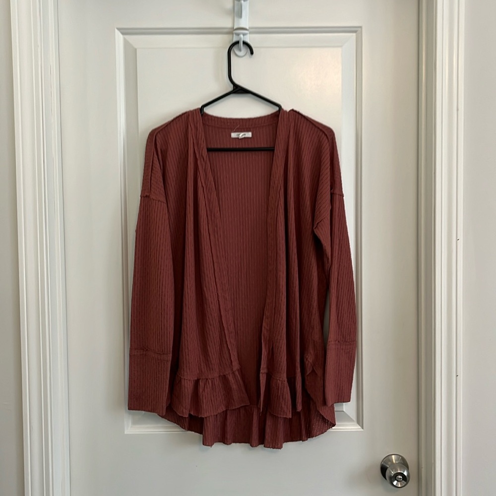 Maurices open ruffle hemline cardigan size medium
